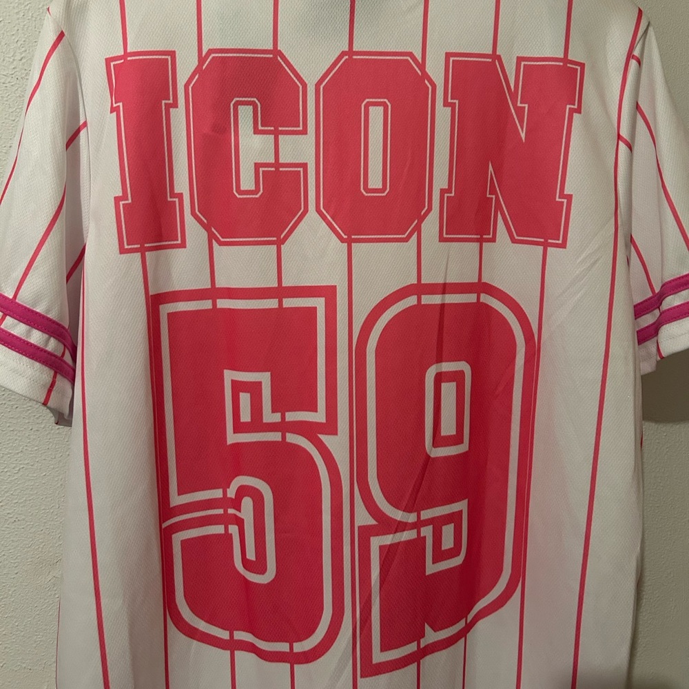 BARBIE Baseball Jersey Shirt Sz M Hot Pink/White top NEW - Picture 3 of 8
